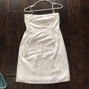 Eyelet lace, lined strapless dress